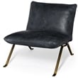 Mercana Flavelle II Black Leather Cushion Seat & Solid Iron Base Accent Chair