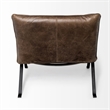 Mercana Flavelle I Brown Leather Cushion Seat & Solid Iron Base Accent Chair