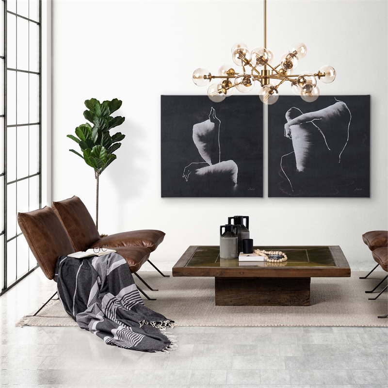 Mercana Flavelle I Brown Leather Cushion Seat & Solid Iron Base Accent Chair