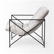 Leonidas Cream Fabric Padded Seat w/ Black Metal Frame Accent Chair