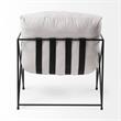 Leonidas Cream Fabric Padded Seat w/ Black Metal Frame Accent Chair