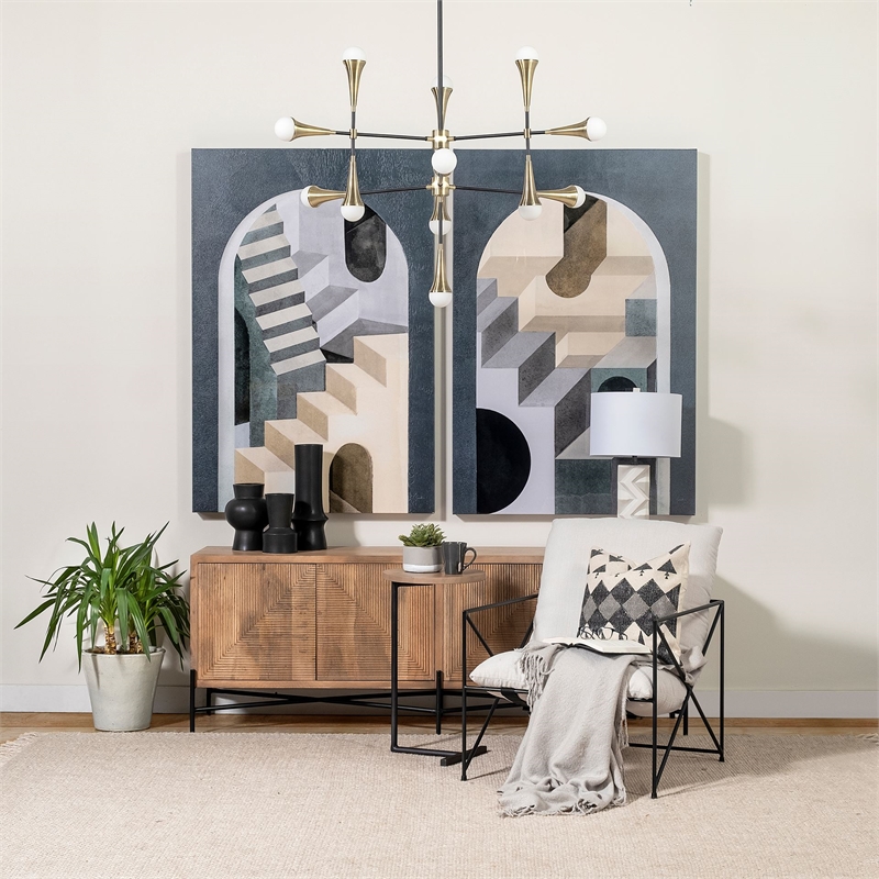 Mercana Leonidas Fabric Accent Chair In Cream And Black 68446