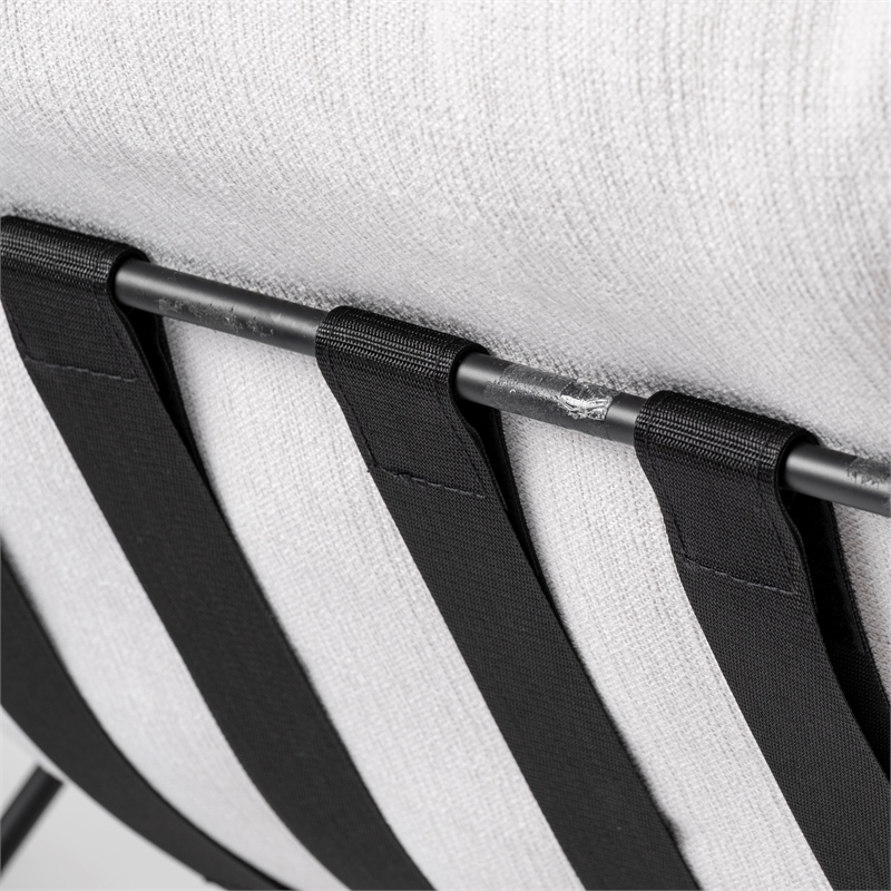 Leonidas Cream Fabric Padded Seat w/ Black Metal Frame Accent Chair