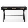 Mercana Vince 3 Drawer Metal Writing Desk in Matte Black