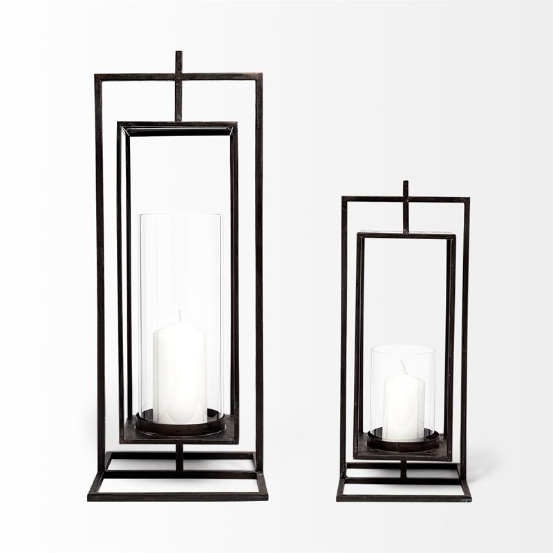 Mercana Albus II Small Black Metal Rectangular Table Candle Holder