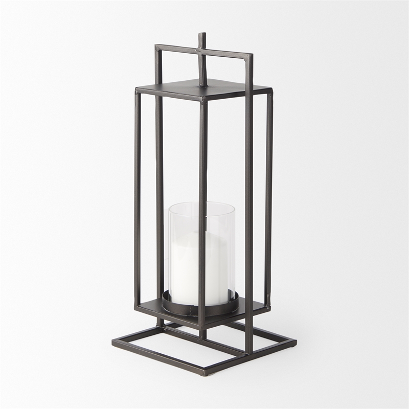 Mercana Albus II Small Black Metal Rectangular Table Candle Holder