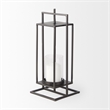 Mercana Albus II Small Black Metal Rectangular Table Candle Holder