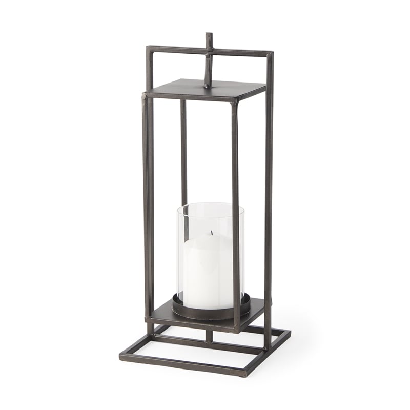 Mercana Albus II Small Black Metal Rectangular Table Candle Holder