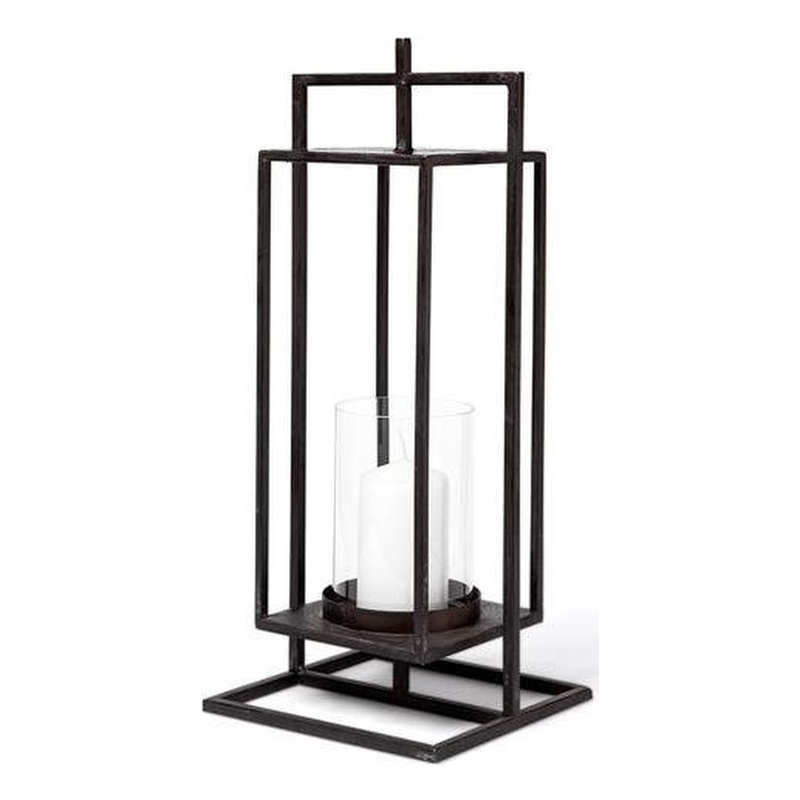 Mercana Albus II Small Black Metal Rectangular Table Candle Holder