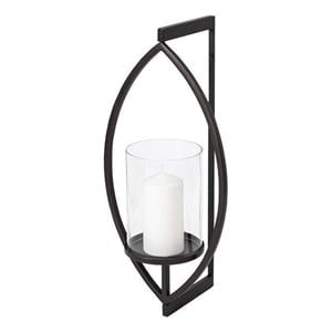 Mercana Drax 22&quotH Black Metal Decorative Wall Candle Holder