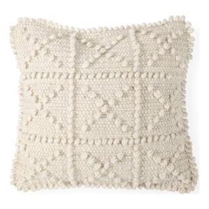 Mercana Leroy 18 x 18 Ivory Wool Decorative Pillowcase (cover only)