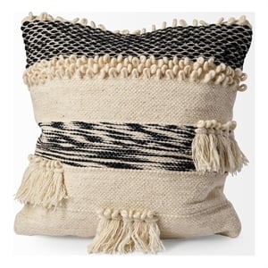 Mercana Beardell 18 x 18  Beige and Gray Fabric Decorative Pillow (cover only)