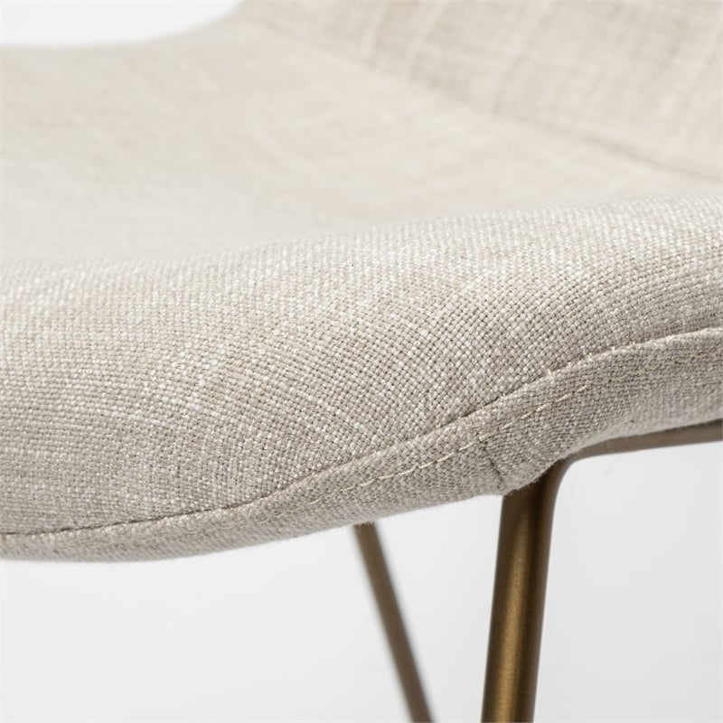 Mercana Sawyer I Cream Fabric Seat Gold Metal Frame Dining Chair