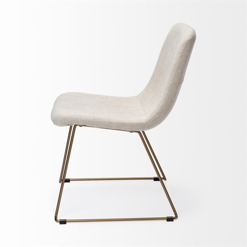 Mercana Sawyer I Cream Fabric Seat Gold Metal Frame Dining Chair
