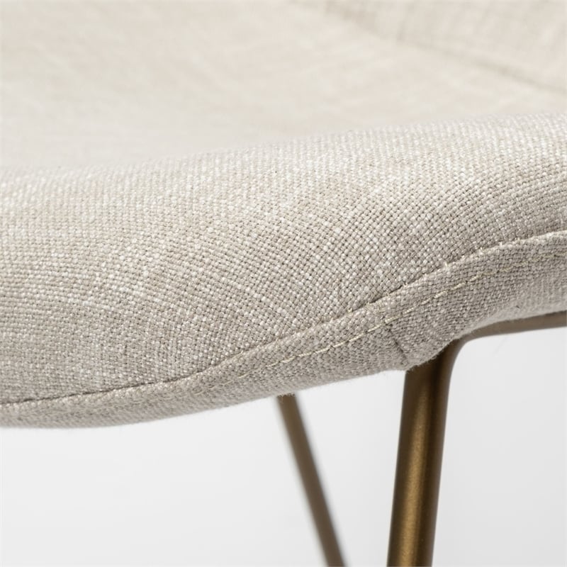 Mercana Sawyer II Cream Fabric Wrap Gold Metal Frame Dining Chair