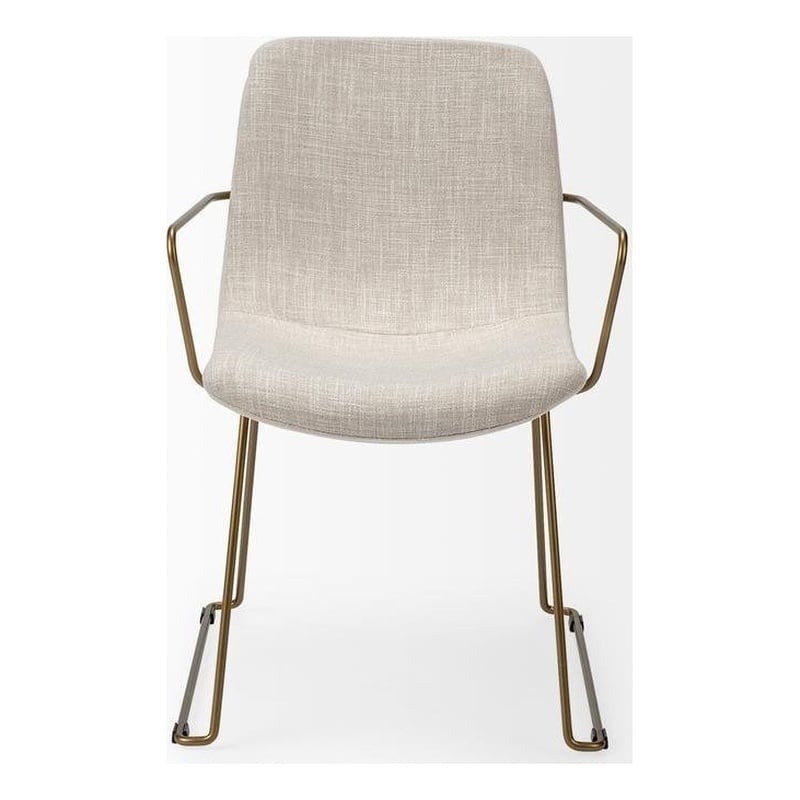 Mercana Sawyer II Cream Fabric Wrap Gold Metal Frame Dining Chair