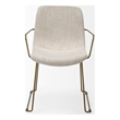 Mercana Sawyer II Cream Fabric Wrap Gold Metal Frame Dining Chair