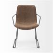 Mercana Sawyer II Brown Faux-Leather Seat Black Metal Frame Dining Chair