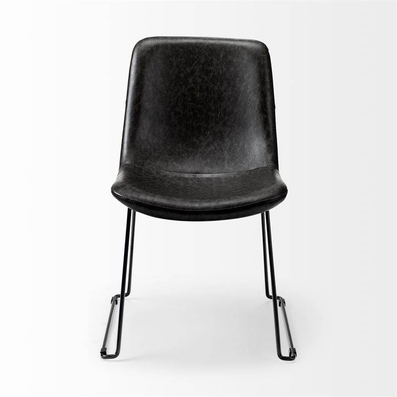 Mercana Sawyer I Black Faux-Leather Iron Frame Dining Chair (Set of 2)