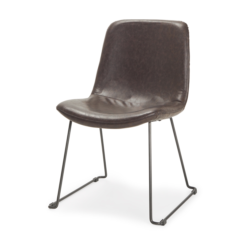 Mercana Sawyer I Black Faux-Leather Iron Frame Dining Chair (Set of 2)