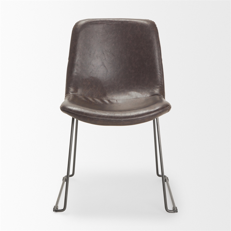 Mercana Sawyer I Black Faux-Leather Iron Frame Dining Chair (Set of 2)