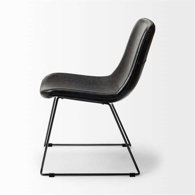 Mercana Sawyer I Black Faux-Leather Iron Frame Dining Chair (Set of 2)