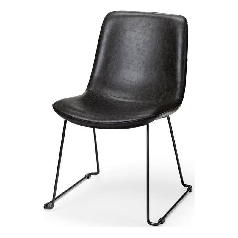 Mercana Sawyer I Black Faux-Leather Iron Frame Dining Chair (Set of 2)