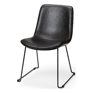Mercana Sawyer I Black Faux-Leather Iron Frame Dining Chair (Set of 2)