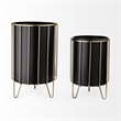 Mercana Pianta Metal Industrial Styled Planters in Black (Set of 2)