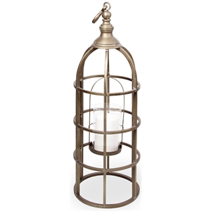 Mercana Gerson II Small Cage-Style Gold Metal Candle Holder Lantern