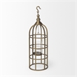 Mercana Gerson II Small Cage-Style Gold Metal Candle Holder Lantern