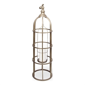 Mercana Gerson I Large Cage-Style Gold Metal Candle Holder Lantern