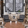 Merana Phineas Black Leather Wrapped Ash Wood Frame Accent Chair