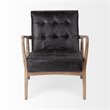 Merana Phineas Black Leather Wrapped Ash Wood Frame Accent Chair
