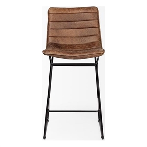Merana Meritt 37&quot Total Height Brown Faux-Leather Seat Black Metal Frame Stool