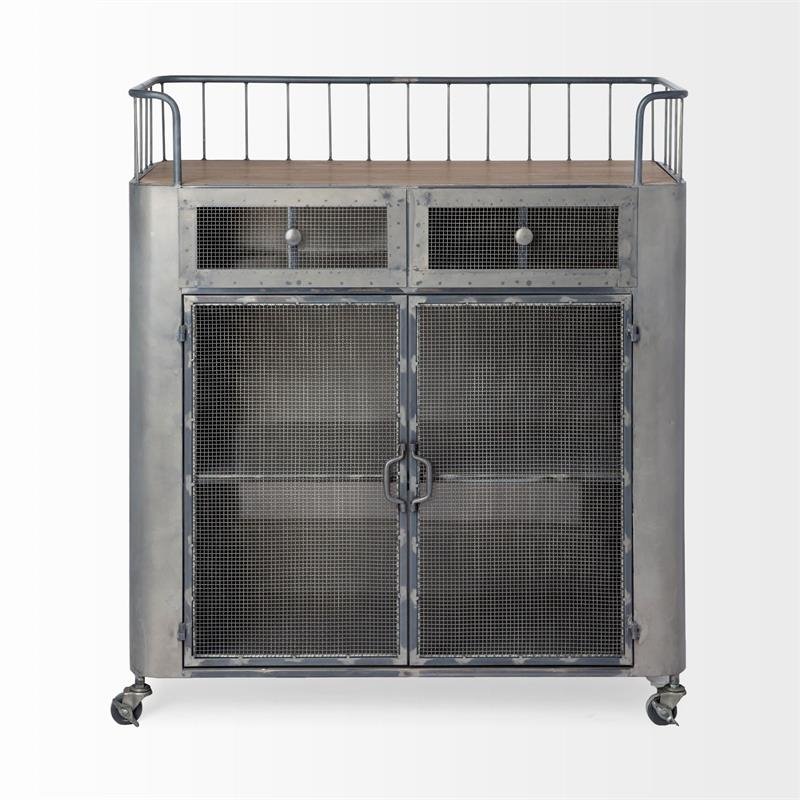 Mercana Udo 2 Door Cabinet Bar Cart in Gray