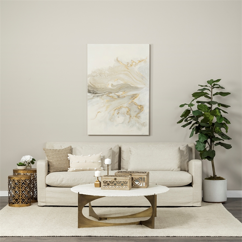 Mercana Rudebekia 16 x 15 Set of Two Cylindrical Gold Metal Accent Tables