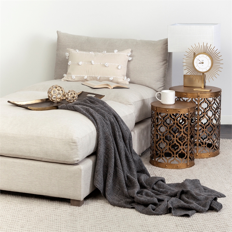 Mercana Rudebekia 16 x 15 Set of Two Cylindrical Gold Metal Accent Tables