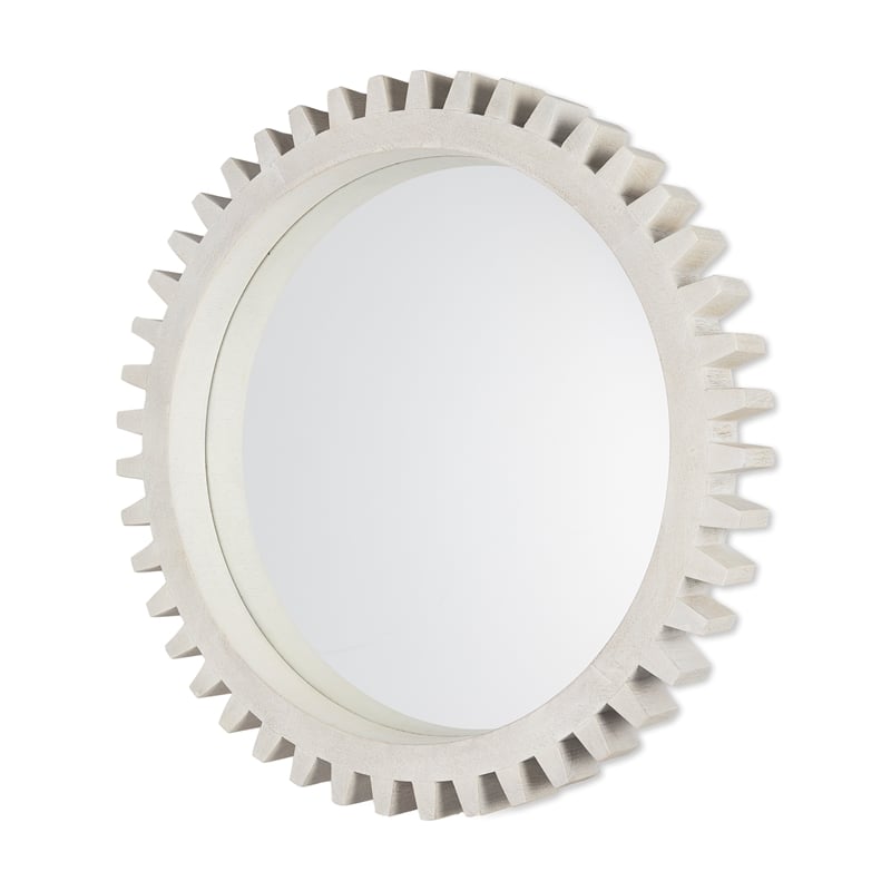 mercana sundance cog 35.5&quot round whitewashed wood frame mirror