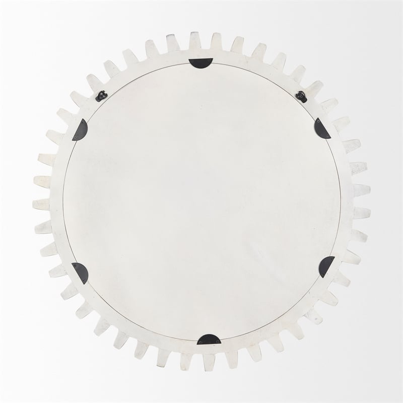mercana sundance cog 35.5&quot round whitewashed wood frame mirror