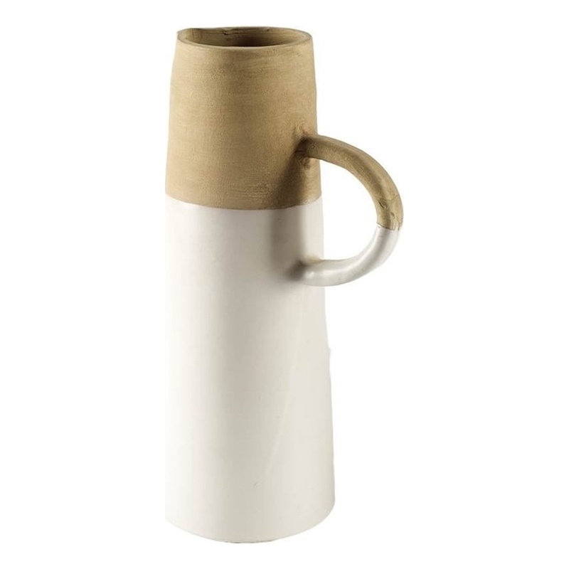 Mercana Hindley II Medium Two-Toned White/Natural Ceramic Jug