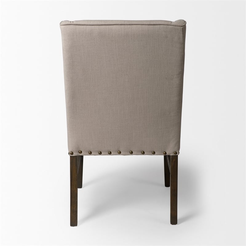 Mercana Kensington I Cream Fabric Wrap Solid Brown Wood Frame Dining Chair