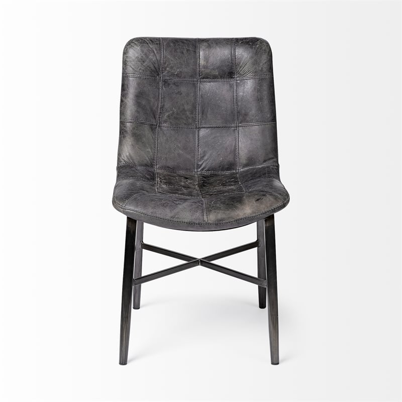 Mercana Horsdal Black Leather Seat Black Metal Frame Dining Chair