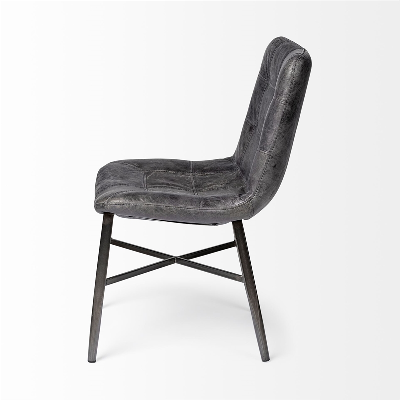 Mercana Horsdal Black Leather Seat Black Metal Frame Dining Chair