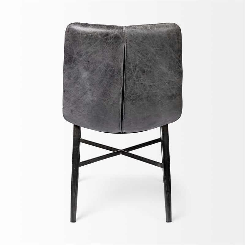 Mercana Horsdal Black Leather Seat Black Metal Frame Dining Chair