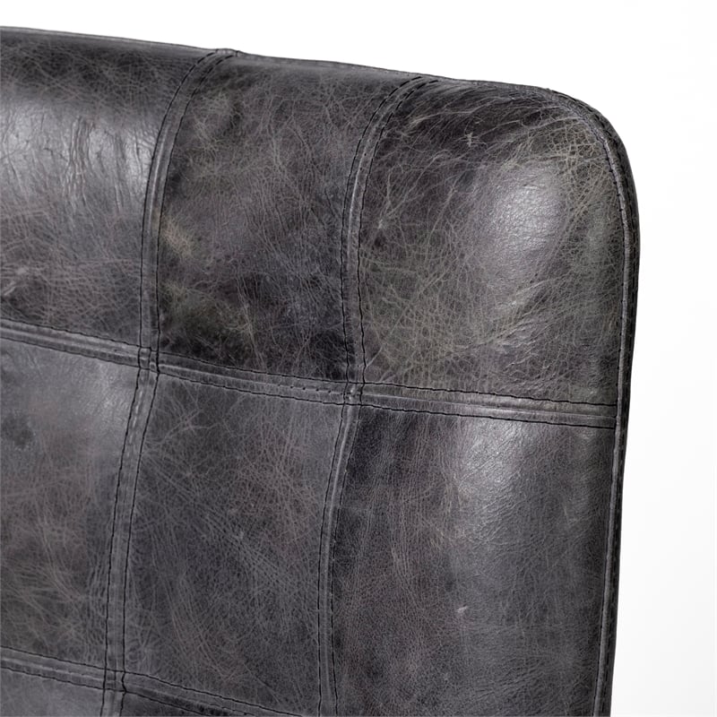 Mercana Horsdal Black Leather Seat Black Metal Frame Dining Chair