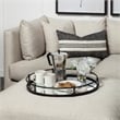 Mercana Kimbel Black Metal Mirrored Base Round Tray