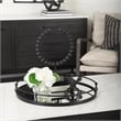 Mercana Kimbel Black Metal Mirrored Base Round Tray