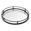 Mercana Kimbel Black Metal Mirrored Base Round Tray