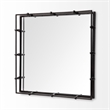 Mercana Christa Black Metal Mirrored Base Square Tray